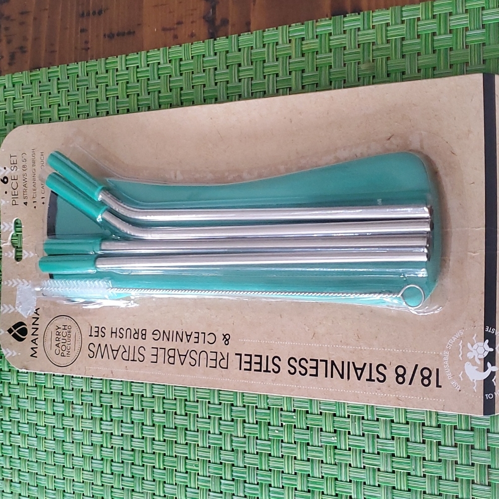 Manna Stainless Steel 6 Piece Reusable Straws Set